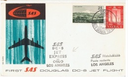 VOL-L16 - NORVEGE 1er Vol DC 8 OSLO - LOS ANGELES 1959 - Cartas & Documentos