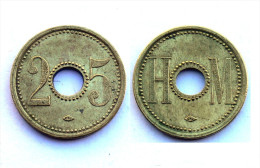 Monnaies De Nacessite 25 Centimes HM. Bronze - Monétaires / De Nécessité