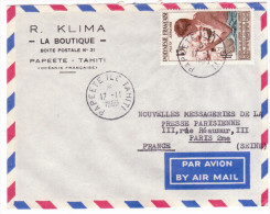 Lettre De Tahiti Avec Poste Aérienne N°1 Et Entête Commerciale - Storia Postale