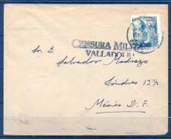 1939 , VALLADOLID , SOBRE CIRCULADO A MÉXICO D.F. , CENSURA MILITAR , LLEGADA MARCA Nº DE CARTERO - Storia Postale