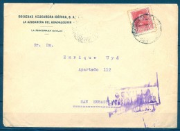 1938 , GUERRA CIVIL , SEVILLA , SOBRE CIRCULADO ENTRE LA RINCONADA Y SAN SEBASTIAN , CENSURA MILITAR, AUXILIO DESVALIDOS - Storia Postale