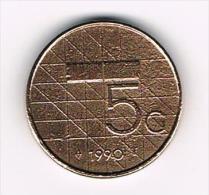 **  NEDERLAND  5 GULDEN  1990 - 1980-2001 : Beatrix