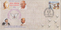 India  2014  Lord Buddha  Mother Teresa  Mahatma Gandhi  Ahimsapex  Lucknow  Special Cover # 88099  Inde Indien - Mother Teresa