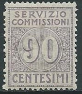 1913 REGNO SERVIZIO COMMISSIONI 90 CENT MH * - Y082 - Impuestos Por Ordenes De Pago