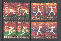 INDIA, 2010, FIRST DAY CANCELLED, XIX Commonwealth Games, Set 4 V, Pairs, Sport, Archery ,Hockey, Badminton,Athletics. - Gebraucht