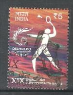 INDIA, 2010, FINE USED, First Day Cancelled, XIX Commonwealth Games,  Badminton, 1 V - Oblitérés