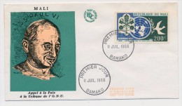 MALI - Enveloppe FDC => Appel à La Paix Onu - Pape Paul VI - Bamako - 11 Juillet 1966 - Mali (1959-...)