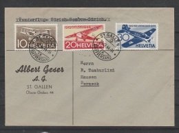 SCHWEIZ 1944 Flugpost St. Gallen Nach Berneck Mi 435 - 437 - Primeros Vuelos