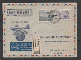 CZECHOSLOVAKIA 1946 First Flight From Praha To New York USA Erstflug Michel 495 & 497 - Airmail