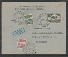 CZECHOSLOVAKIA 1935 Air Mail Cover From Praha To Germany Leipzig Michel 303 - 305 Air Planes - Posta Aerea