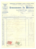 Facture - Fabricants Des Vélos " Diamond, Phenix Et Elva" + Accessoires Pour Vélos Et Moto Ets Th. BRASSEUR à Liège 1936 - 1900 – 1949