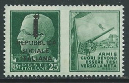 1944 RSI PROPAGANDA DI GUERRA 25 CENT MNH ** - Y098-5 - War Propaganda