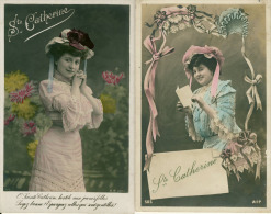 Ste Catherine Deux Jolies Jeunes Femmes Coiffées Du Bonnet  Lot De 2 Cpa - Saint-Catherine's Day