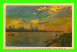 Delcampe - WINDSOR, ONTARIO - DETROIT RIVER & CANADIAN & AMERICAN SHORES FROM WINDSOR - TRAVEL - - Windsor