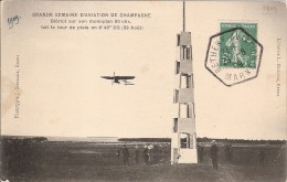BETHENY AVIATION_1909_Grande Semaine Aviation_BLERIOT Sur Son Monoplan_magnifique Cachet Du Meeting - Bétheny