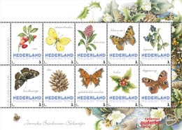 Nederland  2015  Bloemen En Vlinders  Flowers And Butterflies 4 Velletje /sheetlet  Postfris/mnh/neuf - Nuevos