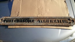 PLAQUE DE SIGNALISATION PONT BASCULE VERIFICATEUR EN FONTE D ACIER - Autres & Non Classés