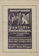 Germany - Solingen - Greif - Rasierklingen - Razor Blade - Advertise - Werbung - Solingen