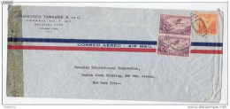 RG)1943 CUBA-CARIBE, VICTORY-AIRPLANE IN PAIR,  AIR MAIL, CIRCULATED COVER TO N.Y., XF - Poste Aérienne