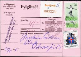 1964. Wappen Islands. 25 Kr.  Fylgibréf. REYKJAVIK 1.IX.1965. (Michel: 380) - JF180954 - Lettres & Documents