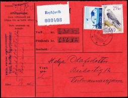 1960. Islandic Falcon. 25 Kr. Fylgibréf Postkrafa Kr. 656,82. REYKJAVIK 19.VIII.63 (Michel: 339) - JF180938 - Lettres & Documents