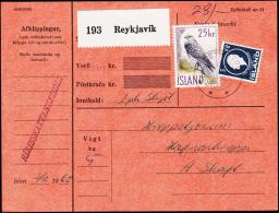 1960. Islandic Falcon. 25 Kr. Fylgibréf. REYKJAVIK 2.II.62. (Michel: 339) - JF180947 - Cartas & Documentos
