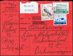 1960. Islandic Falcon. 25 Kr. Fylgibréf Postkrafa Kr. 2440. REYKJAVIK 21.VIII.63 (Michel: 339) - JF180930 - Briefe U. Dokumente