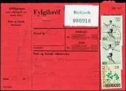 1964. Olympiade. 10 Kr. Fylgibréf. Postkrafa 401,50 Kr. REYKJAVIK 25.VIII. 1965. (Michel: 387) - JF181068 - Briefe U. Dokumente