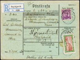 1925. Views And Buildings. 50 Aur Green/brown Postkrafa 6 Kr. 65 Aur Rec REYKJAVIK 7.IV.30 (Michel: 118) - JF181158 - Lettres & Documents