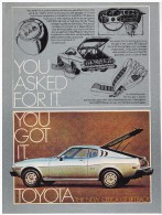 TOYOTA CELICA GT LIFTBACK ISSUE D´UN MAGAZINE 1976  FORMAT 21 X 27.5 USA - Reclame