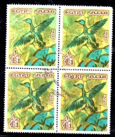 BIG - EGITTO 1978 , Ordinaria 1 Sterlina Yvert N. 1043 QUARTINA Usata - Used Stamps