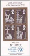 GREAT BRITAIN 1978. Coronation Cancer 25p. BLACKPRINT IMPERF Sheetlet (4 Stamps)    [épreuve Prueba Druckprobe] - Prove & Ristampe