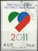 Italia 2011, Italia-Russia (o), Autoadesivo Su Frammento - 2011-20: Afgestempeld