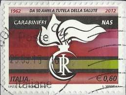 Italia 2012, Carabinieri NAS (o), Autoadesivo Su Frammento - 2011-20: Afgestempeld