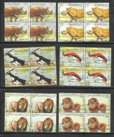 INDIA, 2015, 3rd India Africa Forum Summit, Set 6 V, Block Of 4,   Fauna, Animals, Rhinoceros, Deer, Lion, Wild - Unused Stamps