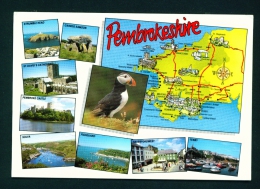 WALES  -  Pembrokeshire  Map And Multi View  Used Postcard As Scans - Pembrokeshire