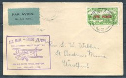 1932 New Zealand Wellington Te Ara First Flight Airmail Cover - Luchtpost