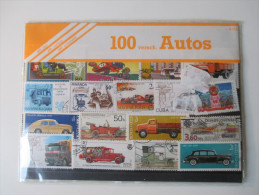 Motivmarken Verkaufspackung 100 Verschiedene Briefmarken Auto. Sondermarken. Übersee  / Europa - Cars