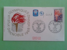 FRANCE 1968- N°1545 - PREMIER JOUR FDC - JO Grenoble - Signé Par Le Graveur Jacques COMBET - Non Classés