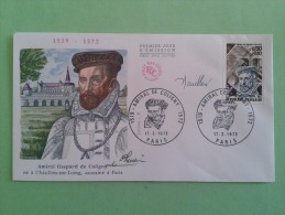 FRANCE 1973 - N°1744 - PREMIER JOUR FDC - Amiral De Coligny - Signé Par Le Graveur Jacques GAUTHIER - Sin Clasificación