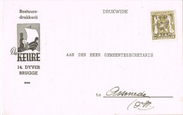 15814. Tarjeta Privada Preobliterado  BRUGGE (Belgien) 1942. Roulotte. Die KEURE Motor - Roller Precancels 1900-09