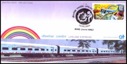 India, 2009, LIFELINE Express, FDC + Blank Brochure, Health, Medicine, Modern Hospital In Express Train, First Aid. - Secourisme