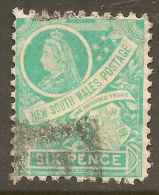 NSW 1898 6d Emerald-green QV SG 297f U #QO155 - Gebraucht