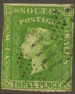 NSW 1856 3d Yellow-green Imperf QV SG 115 U #QO127 - Usati