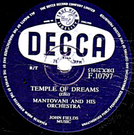 78 Trs - 25 Cm - état B - MANTOVANI - TEMPLE OF DREAMS - TOYSHOP BALLET - 78 T - Disques Pour Gramophone