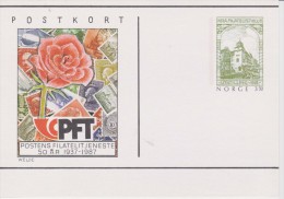 Norway Postal Stationery 1987 PFT Philatelic Service 50 Years 1937-1987 - Rose - Stamps ** - Postal Stationery