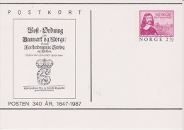 Norway Postal Stationery 1987 Postal Service 340 Years - 1647-1987 - Hannibal Sehested - 1987 ** - Entiers Postaux