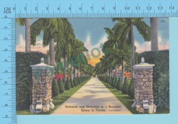 USA Florida (Entrance And Driveway To A Estate , Cover Jacksonville Beach 1961 ) Linen Postcard CPSM 2 Scans - Jacksonville