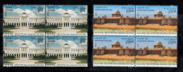 INDIA, 2015, Singapore India Joint Issue, Set 2 V, Block Of 4, Rashtrapati Bhavan, Flag, Flags, Architecture, MNH, (**) - Unused Stamps