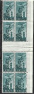 ITALY ITALIA REPUBBLICA 1945 - 1955 AIR MAIL POSTA AEREA CAMPIDOGLIO RUOTA WHEEL LIRE 100 GUTTER PAIR PONTE DI 8 MNH - Poste Aérienne